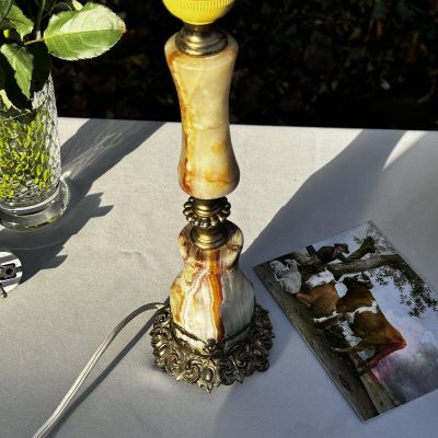 Лампа настольная 32 см мрамор латунь Франция