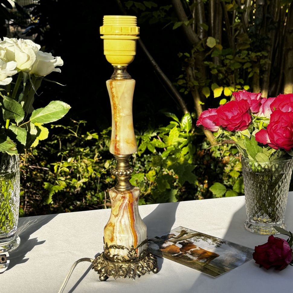 Лампа настольная 32 см мрамор латунь Франция