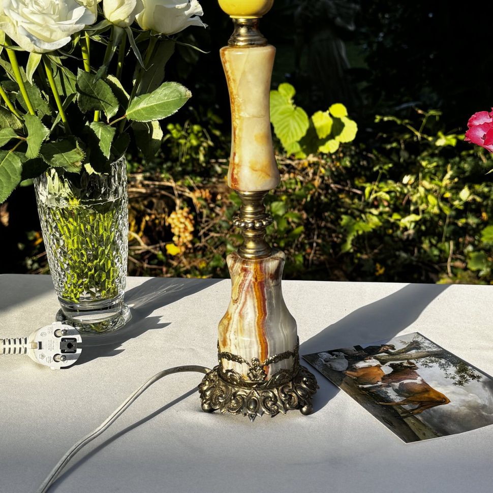 Лампа настольная 32 см мрамор латунь Франция