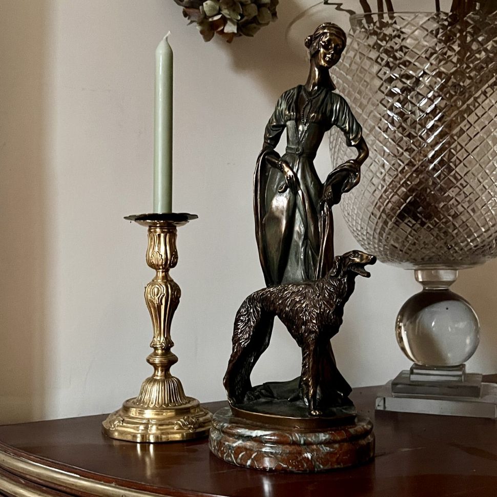 Статуэтка скульптура Девушка с борзой 41 см Франция  