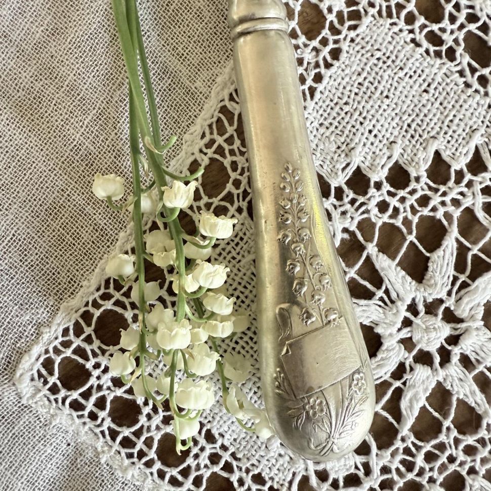 Вила и нож для рыбы Ercuis 31 см серебрение Арнуво Франция