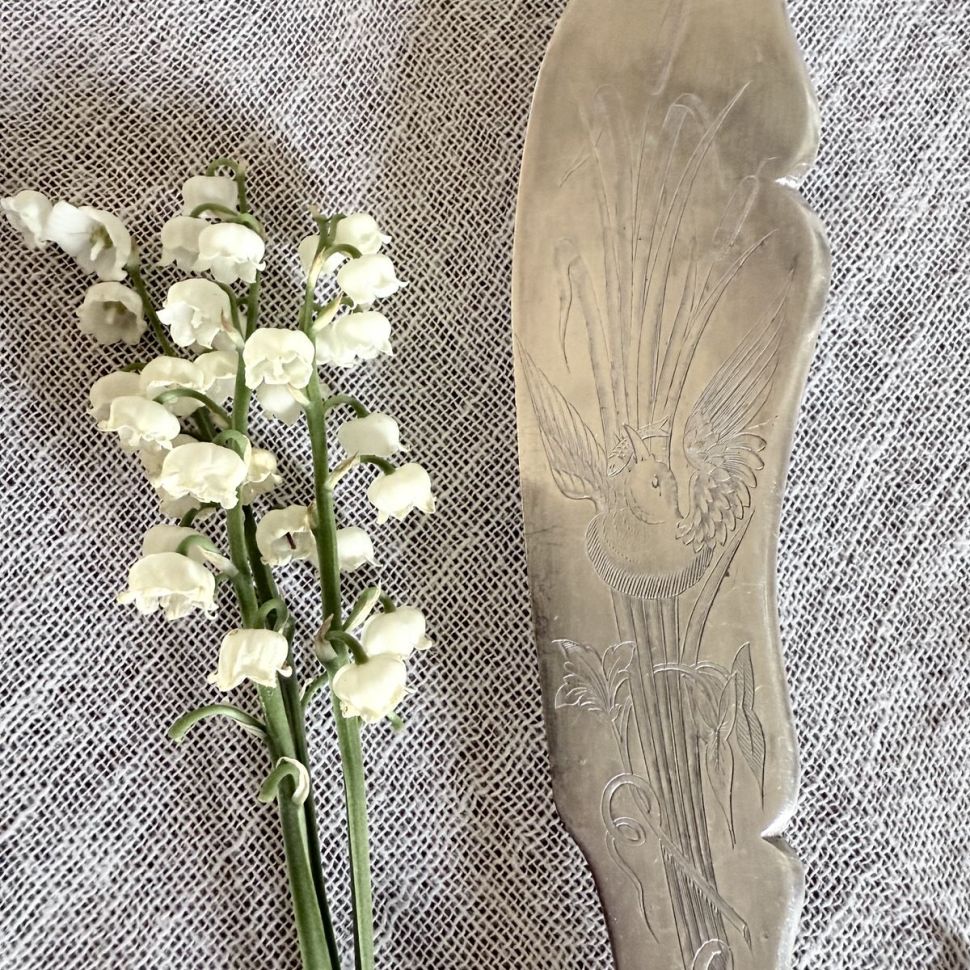 Вила и нож для рыбы Ercuis 31 см серебрение Арнуво Франция