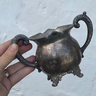 Сахарница с двумя ручками 15 см мельхиор патина