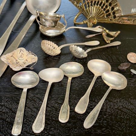 Ложка соусник перевертыш 13 см серебрение Франция