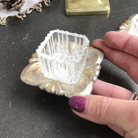 Миниатюрная розетка серебрение и стекло