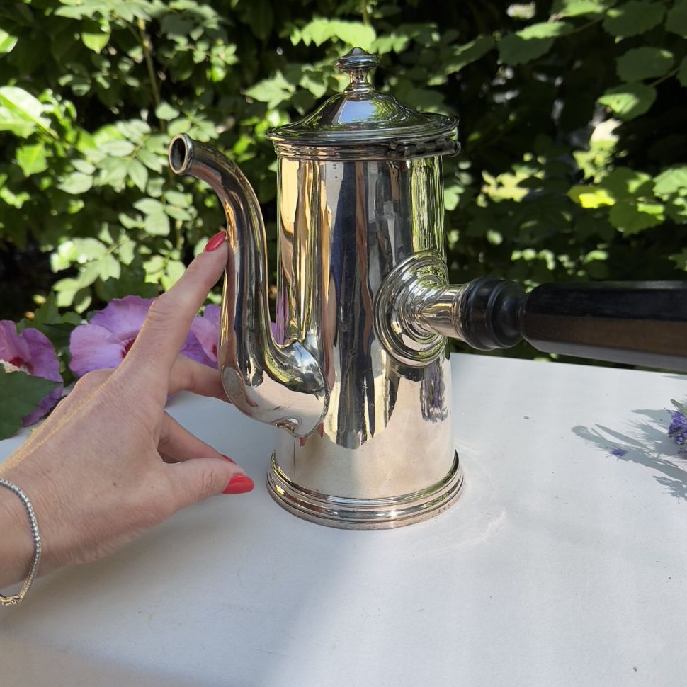 Кофейник шоколадник 1,3 л серебрение дерево Франция