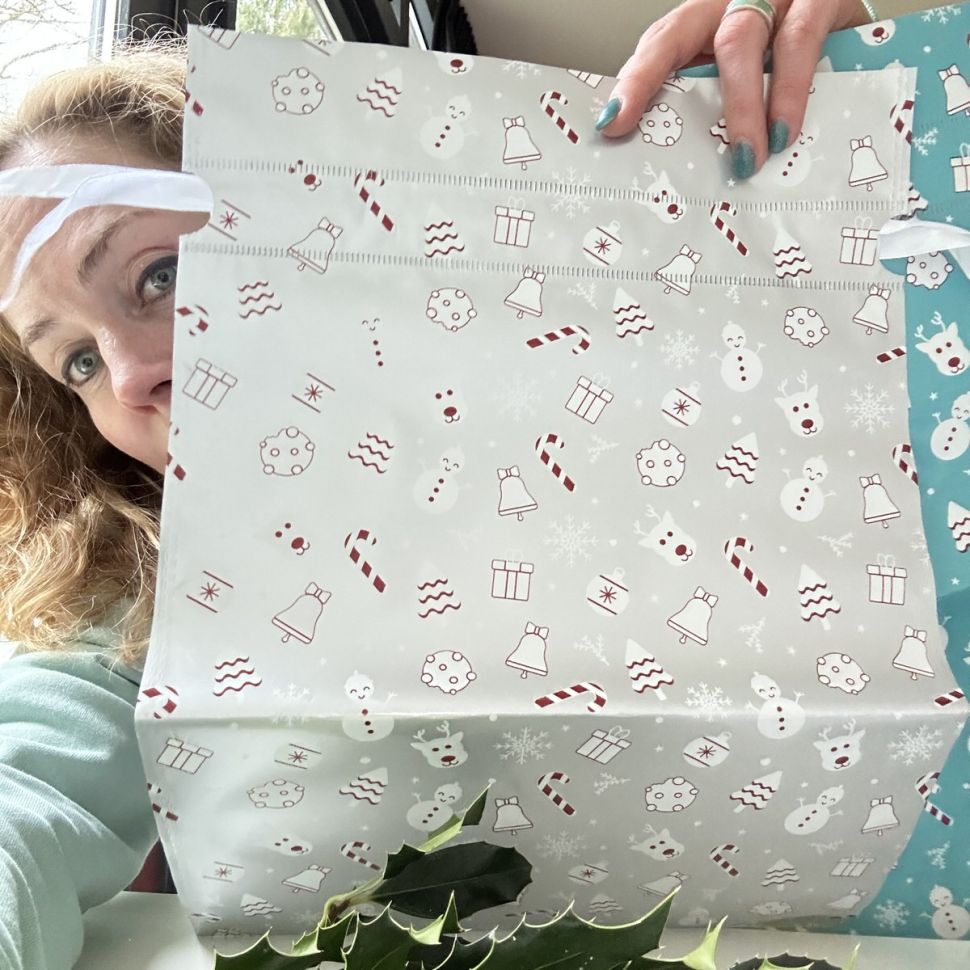 Пакет новогодний 42х29 см серебрянный