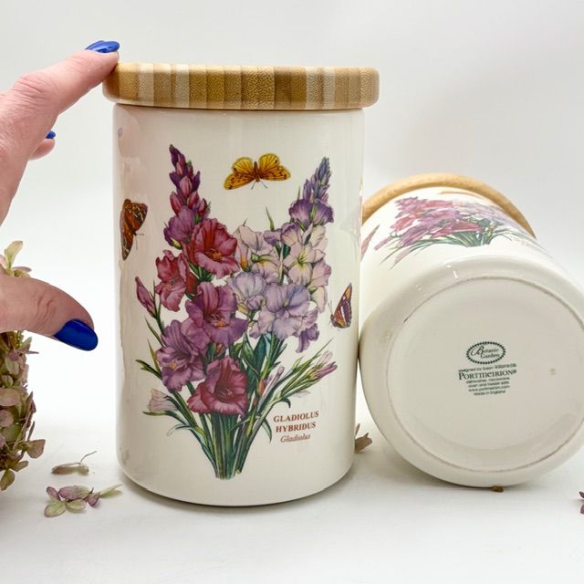 Банка с бамбуковой крышкой Portmeirion Botanic Garden Gladiolus 18 см Портмерион Англия 