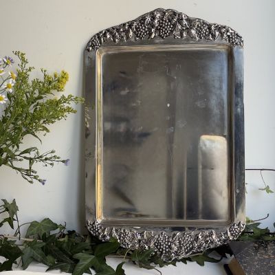 Поднос прямоугольный с ручками 47 см Виноград серебрение Франция 