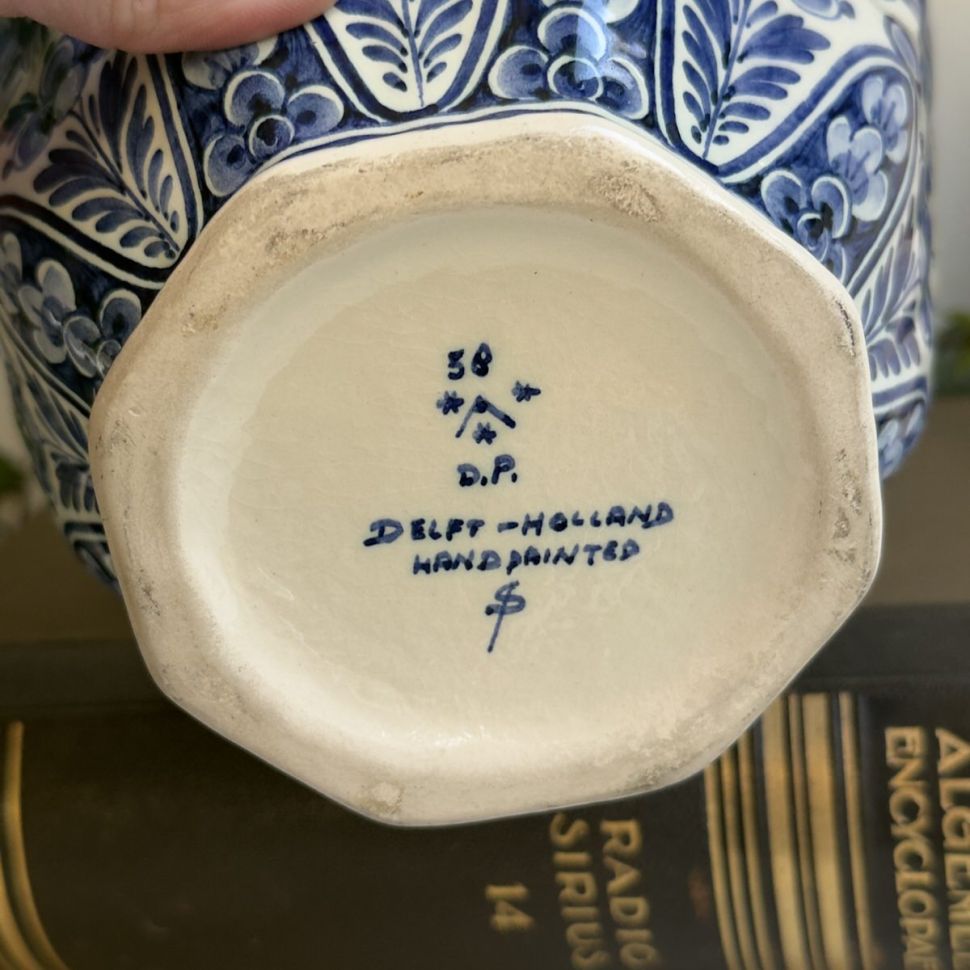 Ваза чайница с крышкой Delft Павлин 39 см Голландия