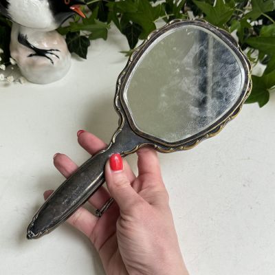 Зеркало туалетное 27 см латунь с серебрением