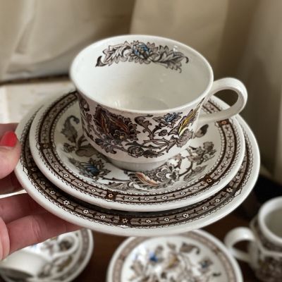 Чайная пара 250 мл Англия Staffordshire Ridgway Jacobean Джек бобовое зернышко (кракелюр)