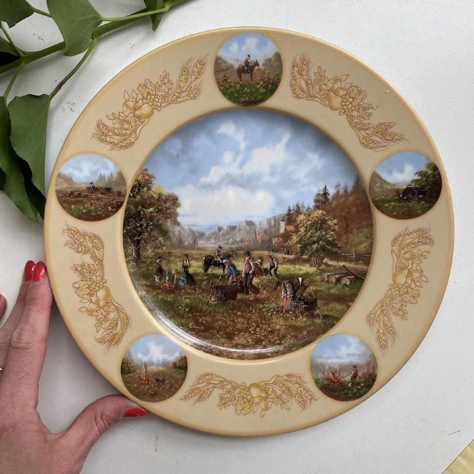 Тарелка номерная 25 см Seltmann Weiden Jahresteller 1991 Jahresteller Kartoffelernte