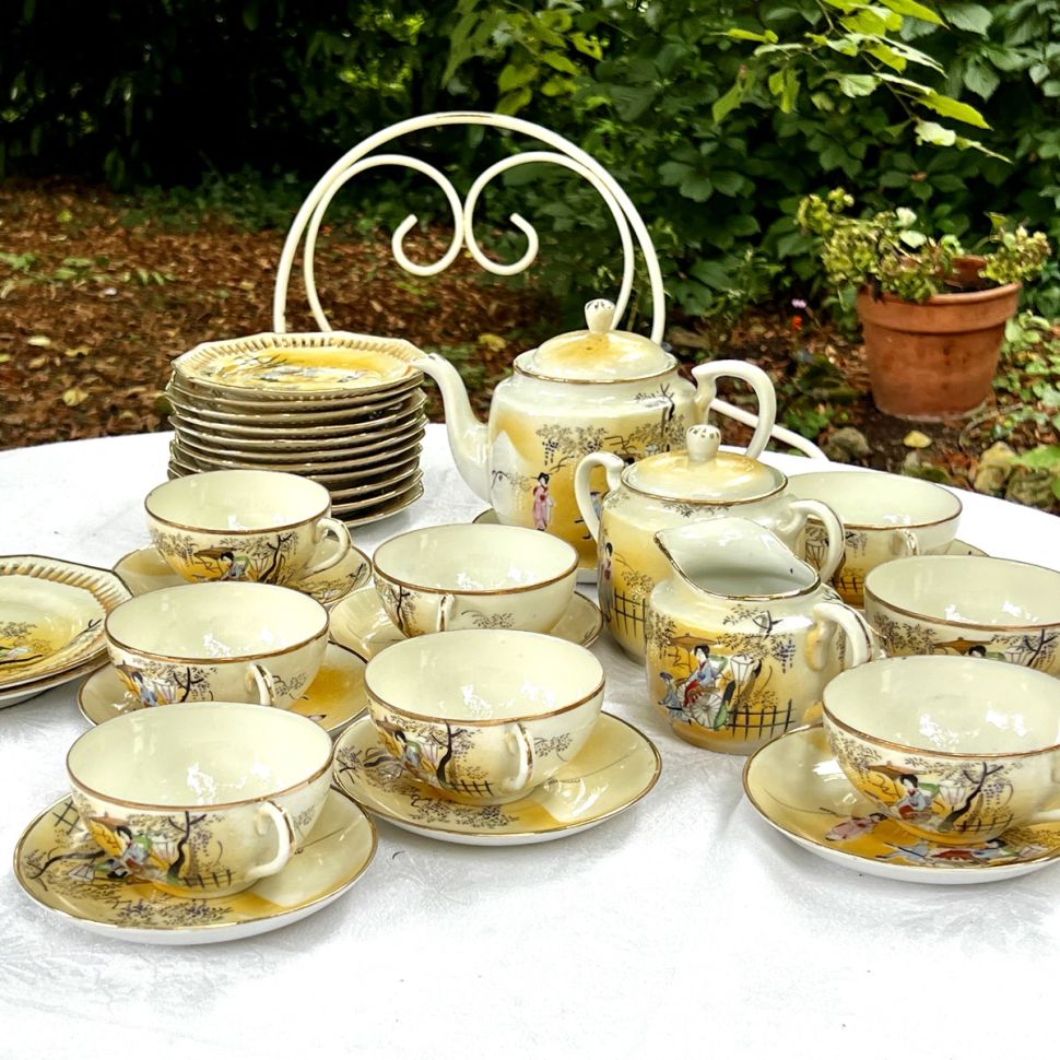 Чайник Гейши и рикша 850 мл фарфор Япония