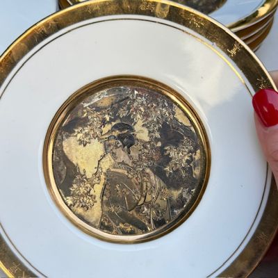 Тарелка Японский календарь 1983 Autumn, Art of Chokin, Hamilton Collection золото фарфор 15 см