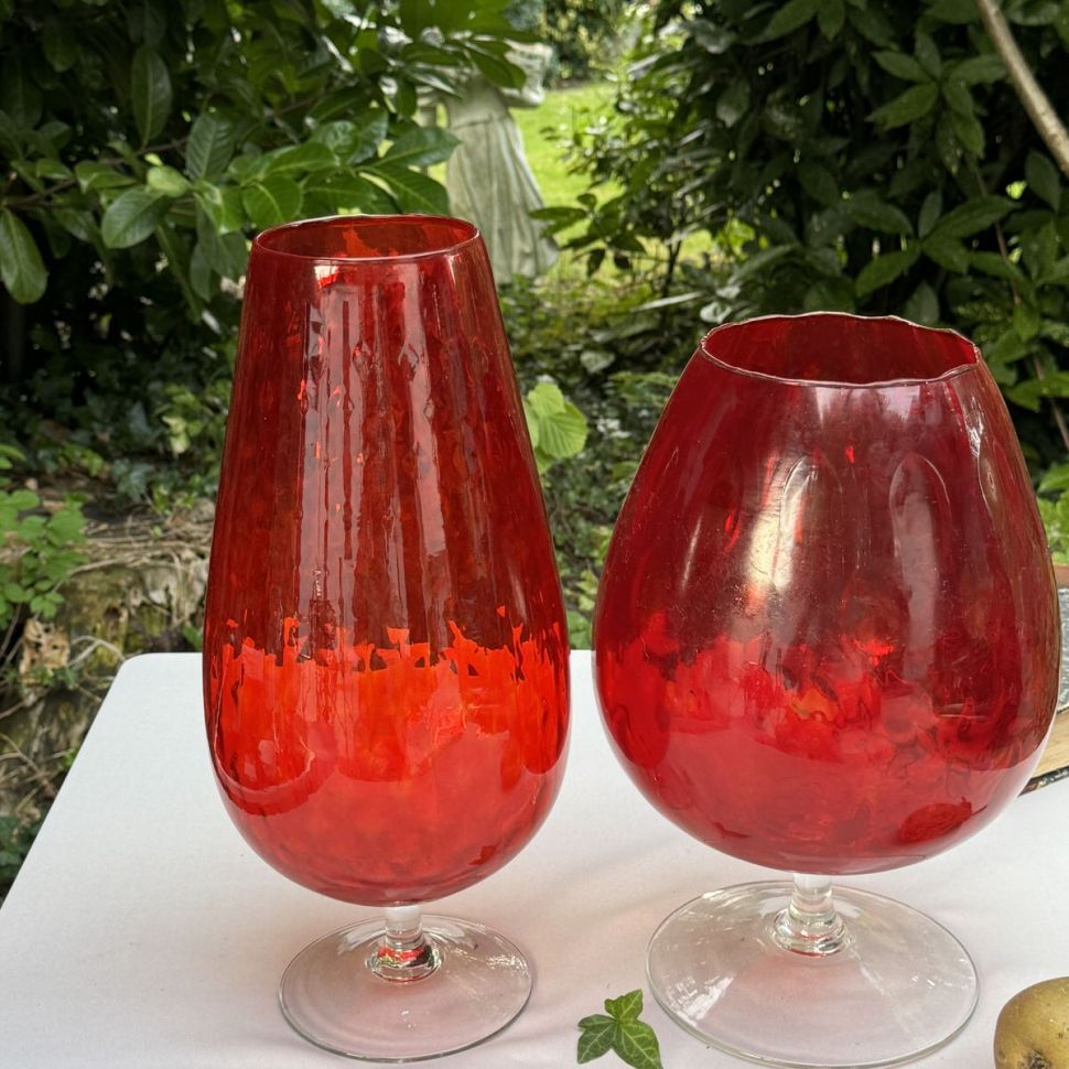 Ваза на ножке Бокал 32 см хрустальное стекло Мурано