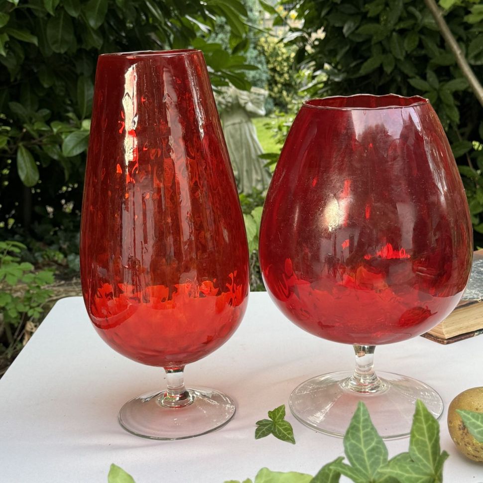 Ваза на ножке Бокал 32 см хрустальное стекло Мурано