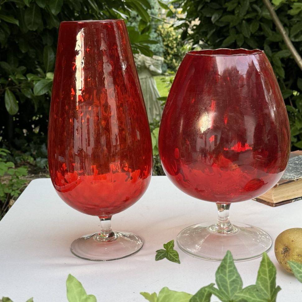 Ваза на ножке Бокал 32 см хрустальное стекло Мурано