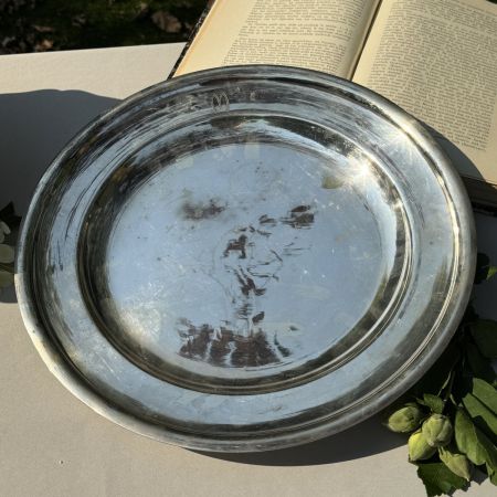 Блюдо поднос 35 см мельхиор серебрение