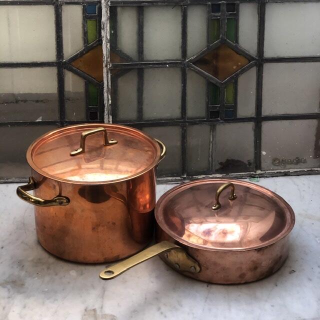 Набор медной посуды кастрюля и сотейник 