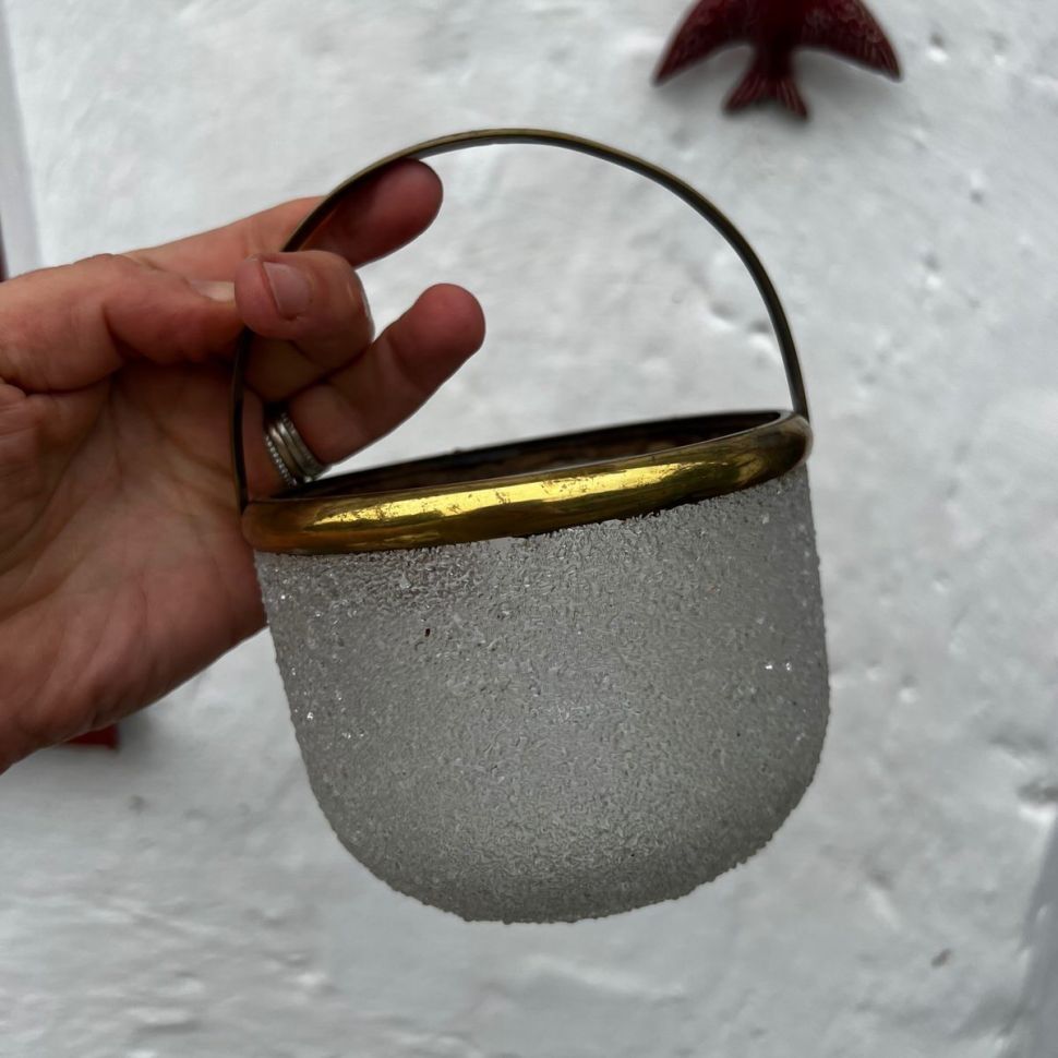 Конфетница с ручкой 11 см стекло латунь