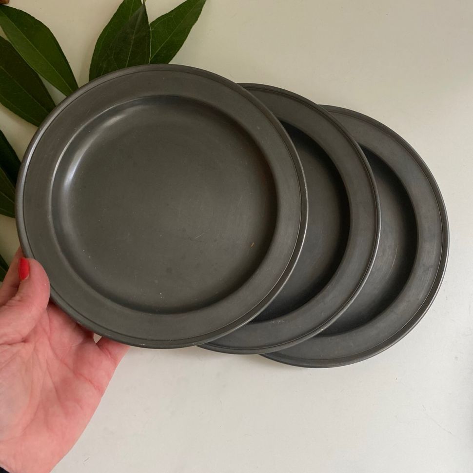 Тарелка олово 18 см старинная 