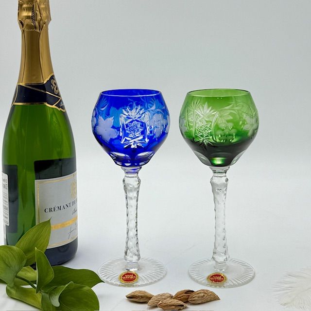 Бокалы набор 2 шт накладной хрусталь Сербия 1980-е гг 