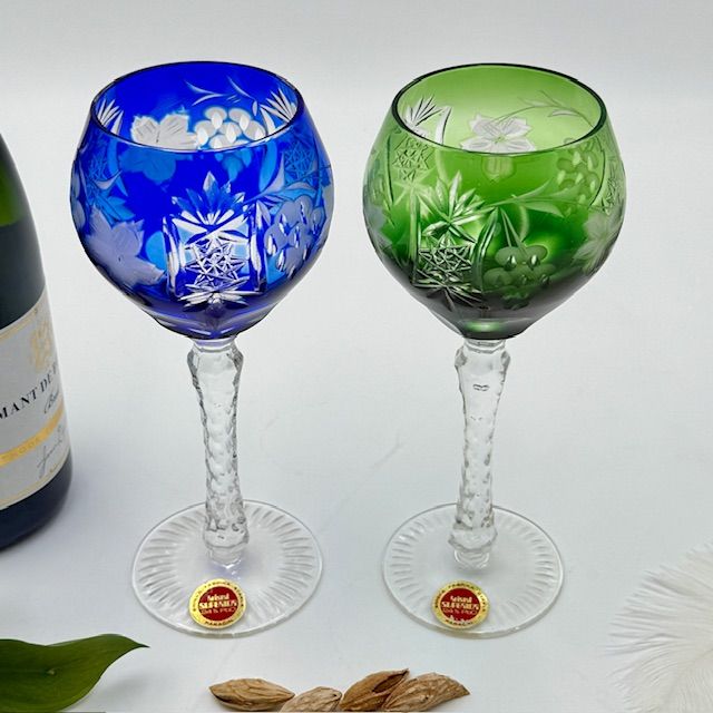 Бокалы набор 2 шт накладной хрусталь Сербия 1980-е гг 