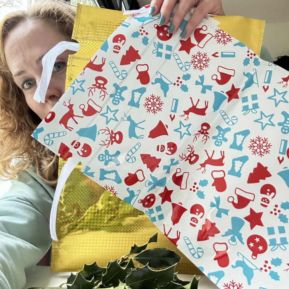 Пакет новогодний 42х29 см белый