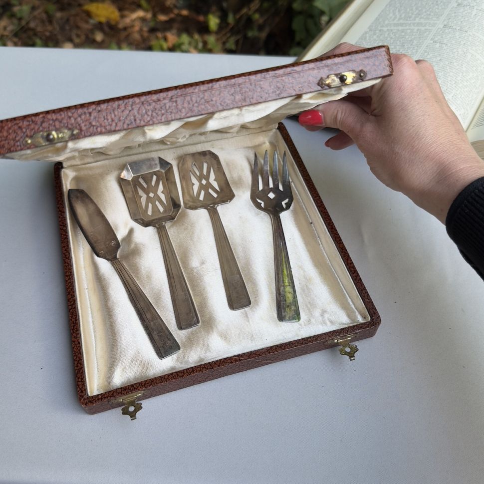 Набор сервировочный для закусок и десерта серебрение Франция