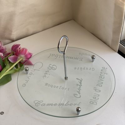 Блюдо менажница для сыра 30 см стекло сталь