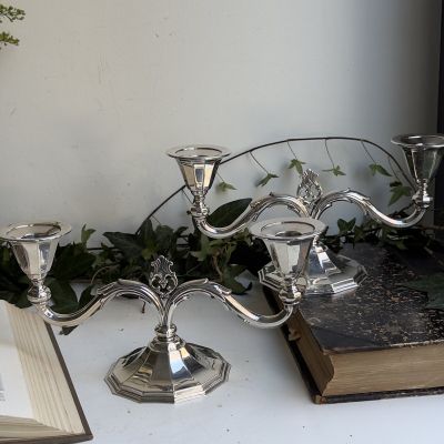 Подсвечник на две свечи Atla 28 см серебрение Дания