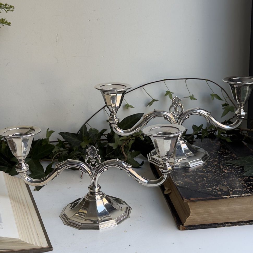 Подсвечник на две свечи Atla 28 см серебрение Дания