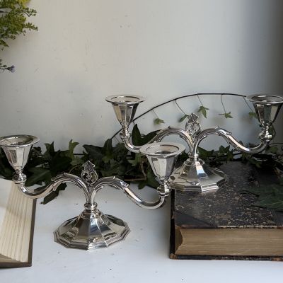 Подсвечник на две свечи Atla 28 см серебрение Дания