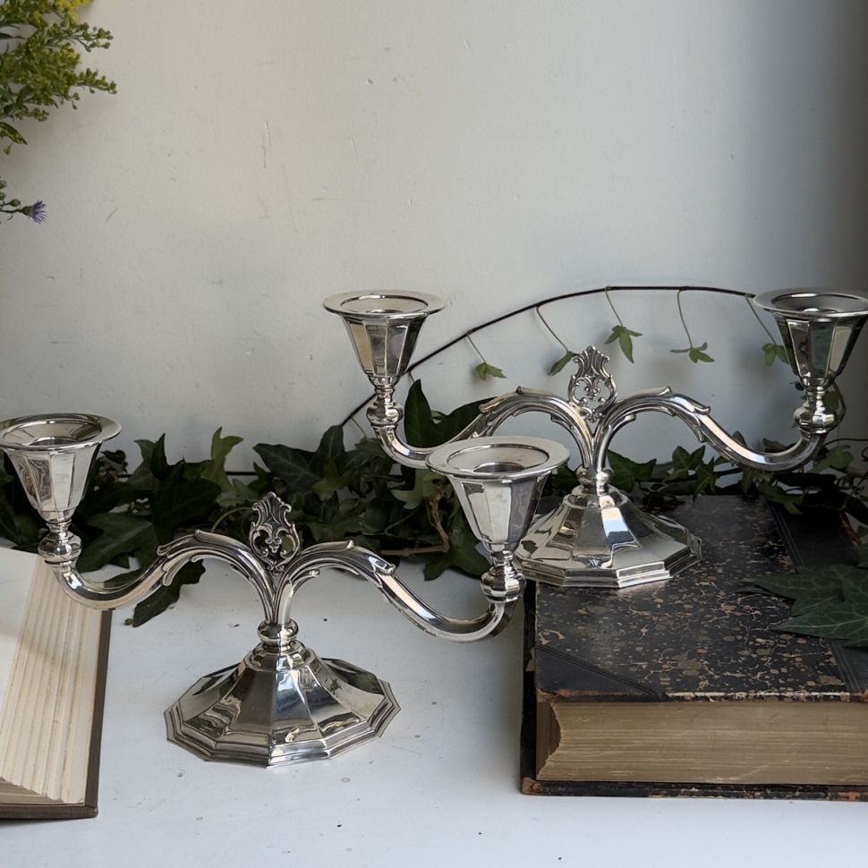 Подсвечник на две свечи Atla 28 см серебрение Дания