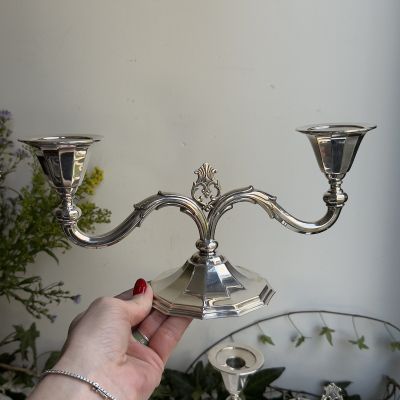 Подсвечник на две свечи Atla 28 см серебрение Дания