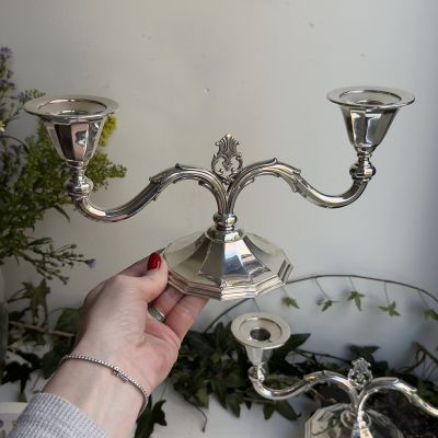 Подсвечник на две свечи Atla 28 см серебрение Дания