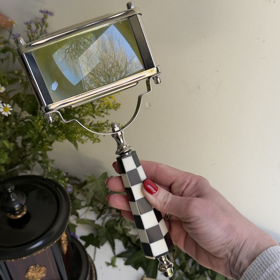 Лупа прямоугольная для чтения Шахматы 28 см сталь