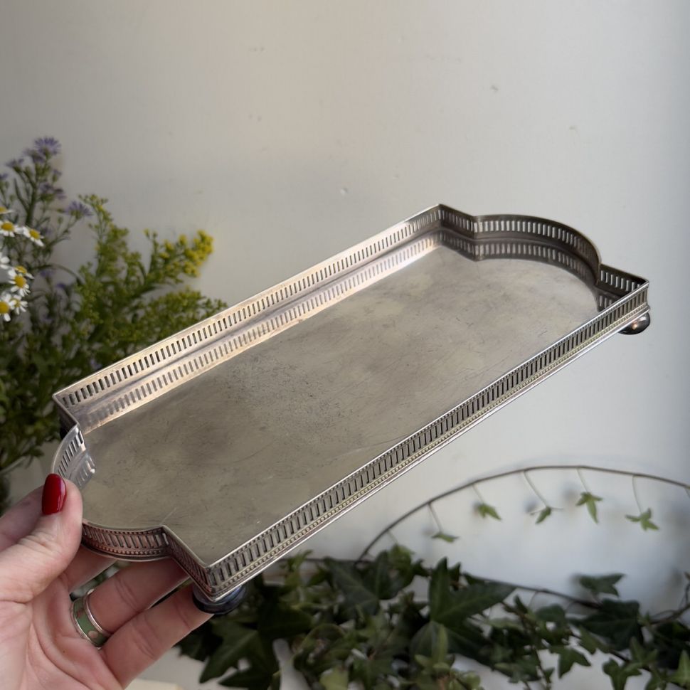 Поднос прямоугольный с ручками 31 см мельхиор 