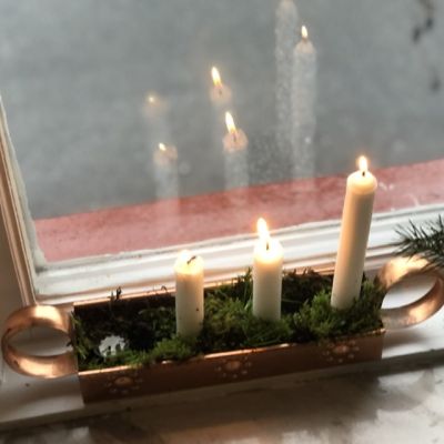 Подсвечник адвент медный на 4 свечи круглые ручки 