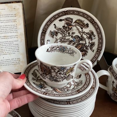 Чайная пара 250 мл Англия Staffordshire Ridgway Jacobean Джек бобовое зернышко