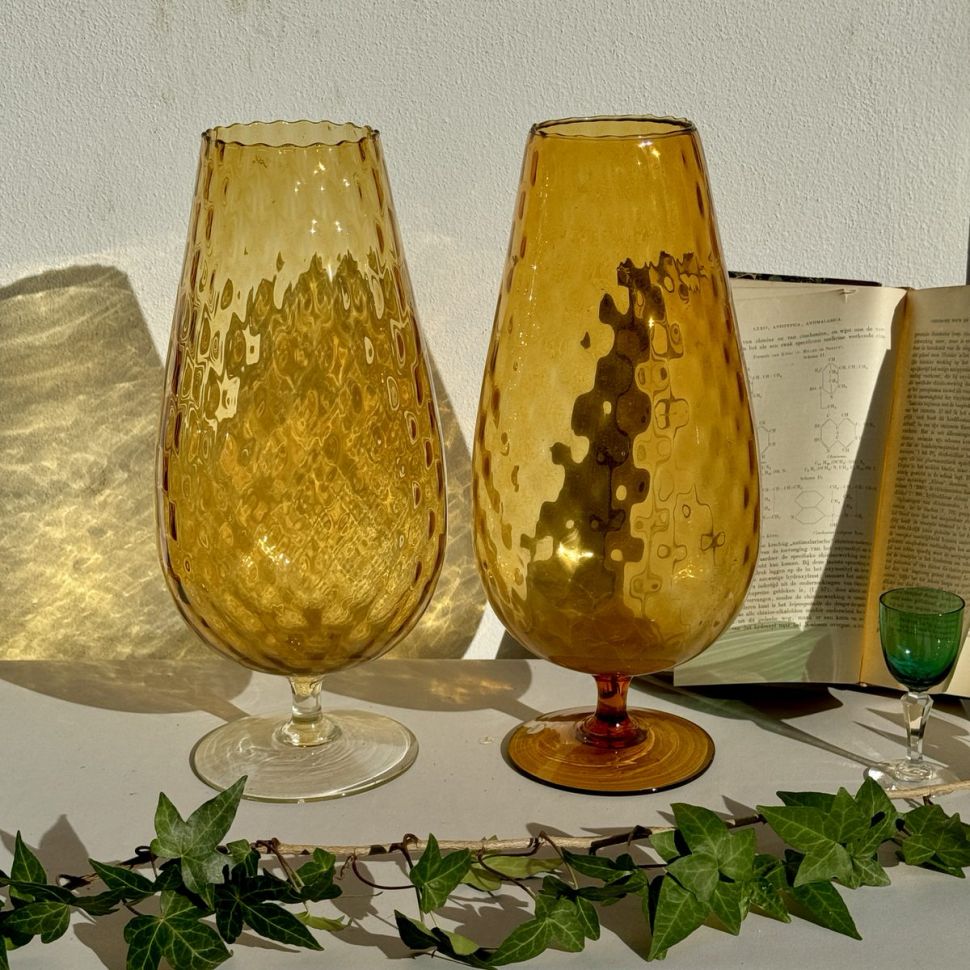 Ваза на ножке Бокал 38 см хрустальное стекло Мурано