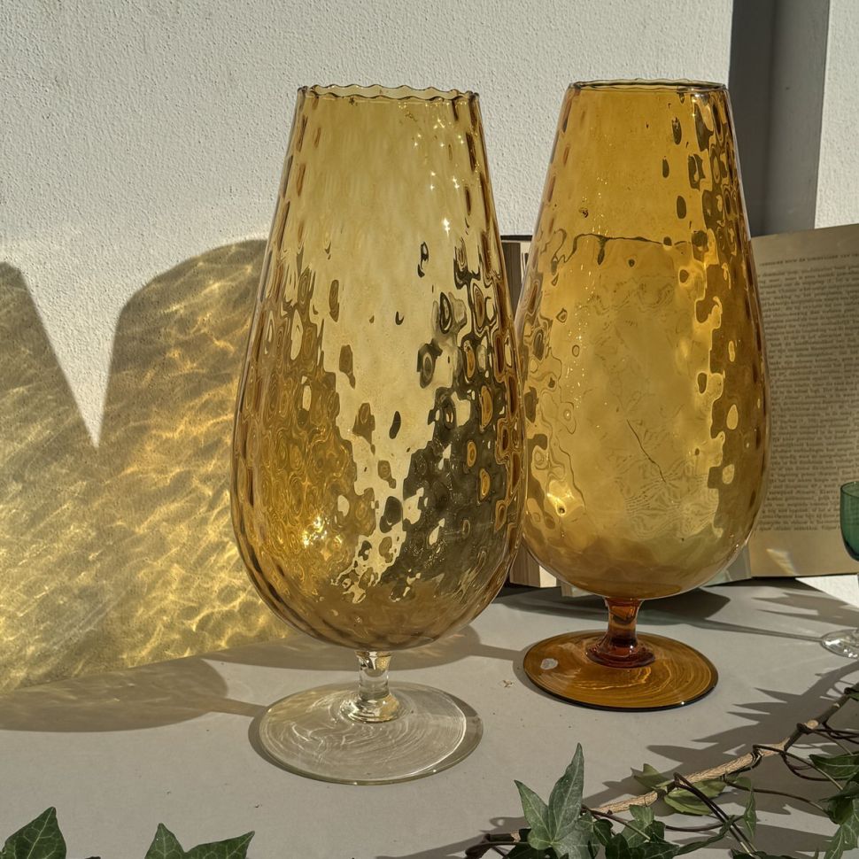 Ваза на ножке Бокал 38 см хрустальное стекло Мурано