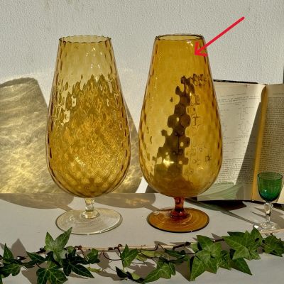 Ваза на ножке Бокал 38 см хрустальное стекло Мурано