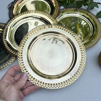 Поднос блюдо серебрение по латуни 19 см Франция