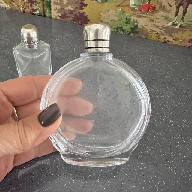 Флакон 1920 гг парфюмерный 11 см стекло серебрение Франция