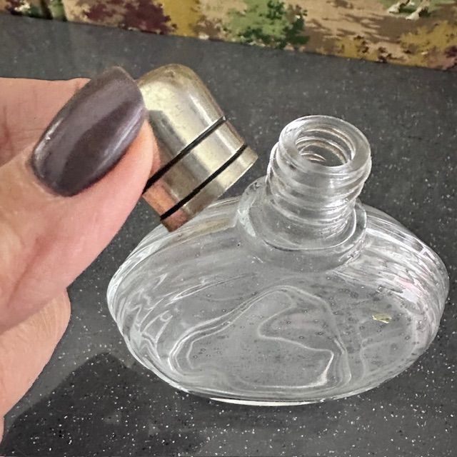 Флакон 1920 гг парфюмерный 11 см стекло серебрение Франция