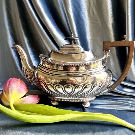 Чайник сахарница молочник набор 3 предмета Франция медь серебрение