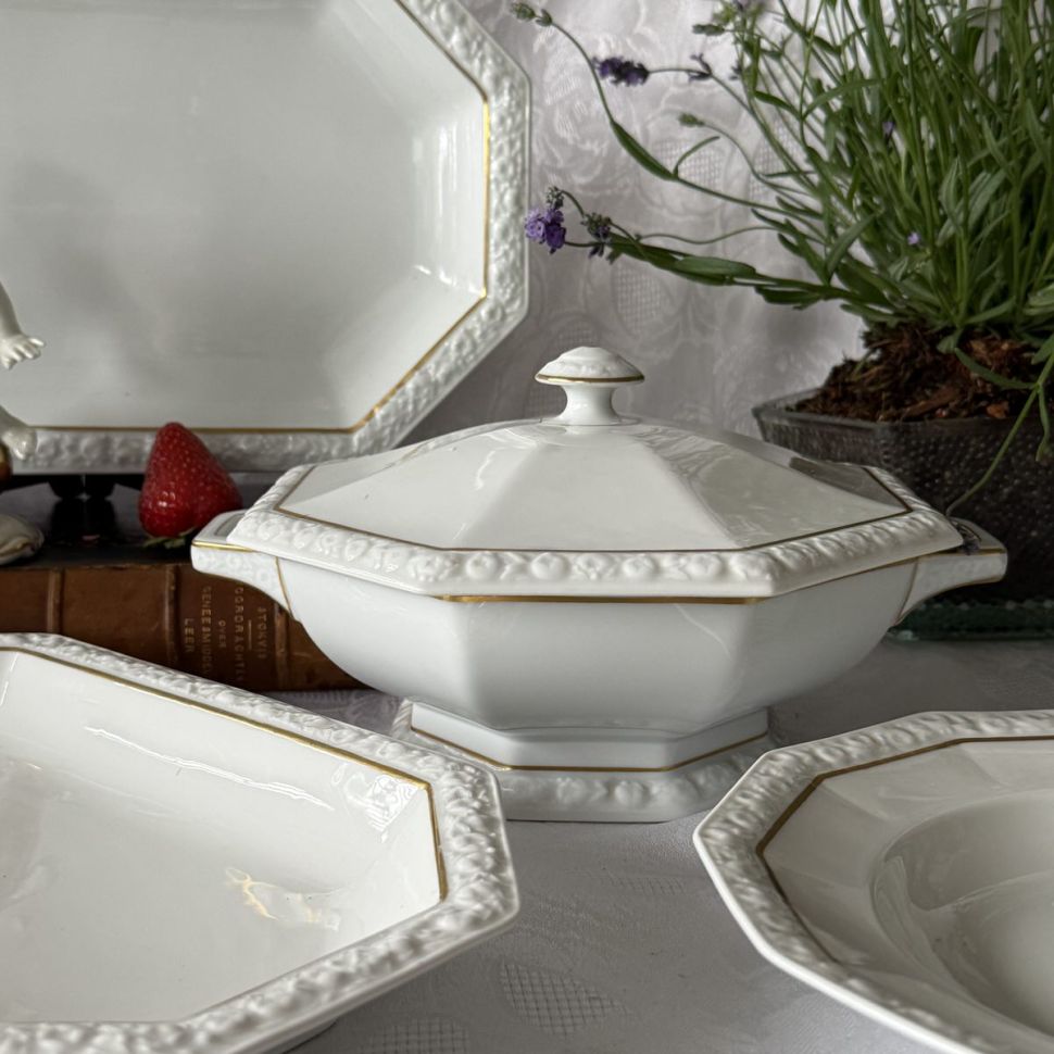 Супница террин Ph.Rosenthal Maria с золотой каймой 1,3 л Германия 1927 г 