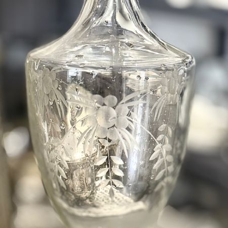 Графин старинный 1 л хрусталь гравировка Франция 